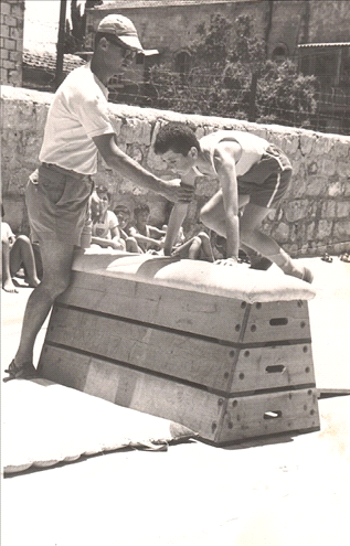 Gym class, yard of Remez School