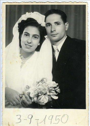 Georgette and her husband Eli on their wedding day